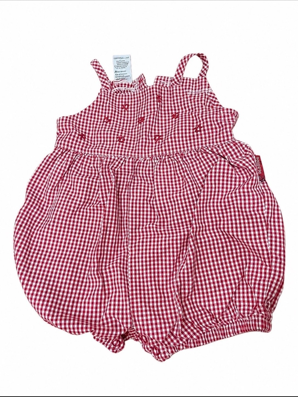 Baby Girl Vintage Oshkosh 6-9 Month Red Check Flower Romper Outfit